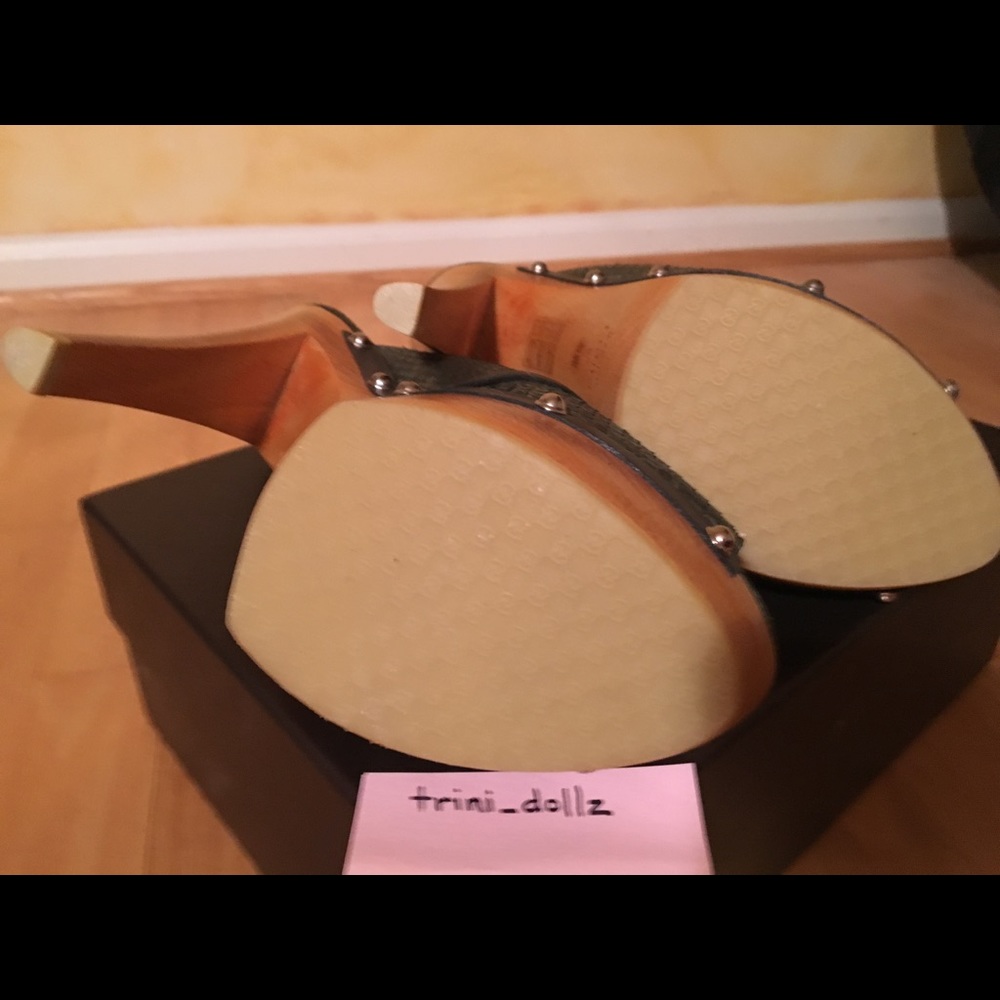 GUCCI NWT Olive Green Python Platform Wood Clogs Very Rare 💕NEW IN BOX - Picture 5 of 10